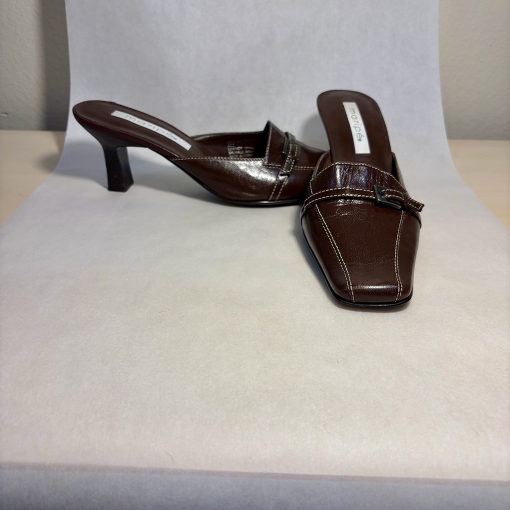 Maripe Dark Brown Women's Mules with Buckle Detail